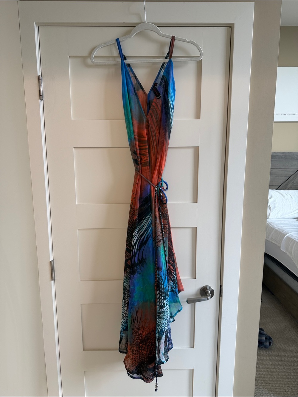 Colorful Multicolor Wrap Sheer Maxi Dress - Women
